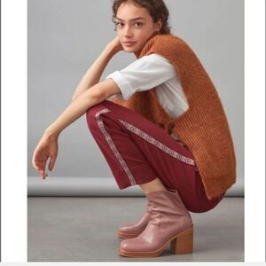 Anthropologie Embroidered Stripe Tapered Leg Chino Pants Size 0 NWT